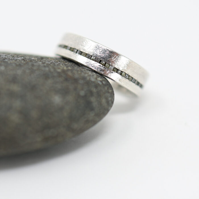 raw diamond and silver band by Todd Reed
