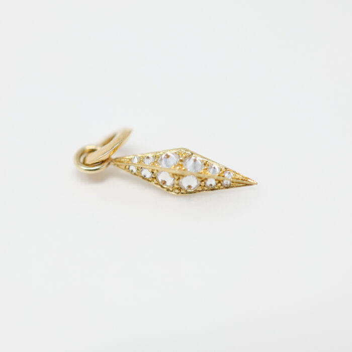 tamsin rasor obelisk barbed diamond charm pendant, solid yellow gold