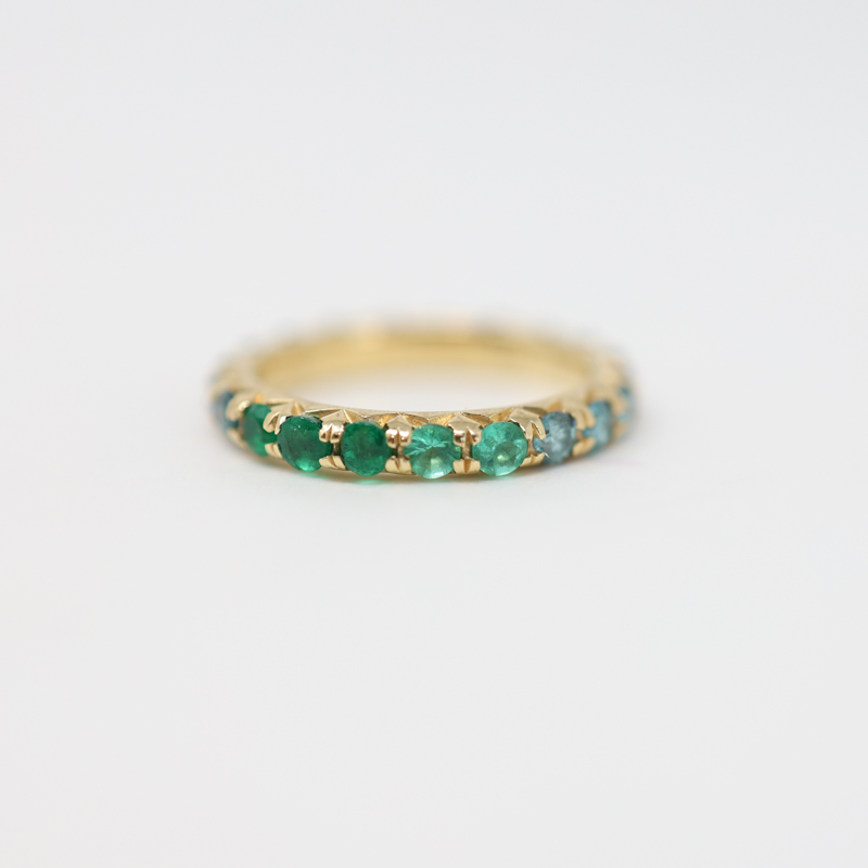 Tamsin Rasor green and blue ombre chunky eternity band ring