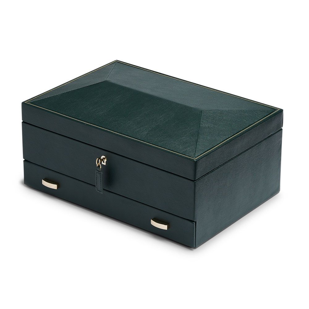 Wolf British Racing Green 10 piece watch box, 2 level