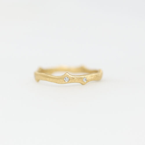 Yasuko Azuma brushed thorn and diamond band ring