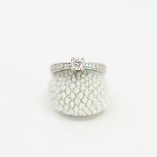 white gold vintage engagement ring