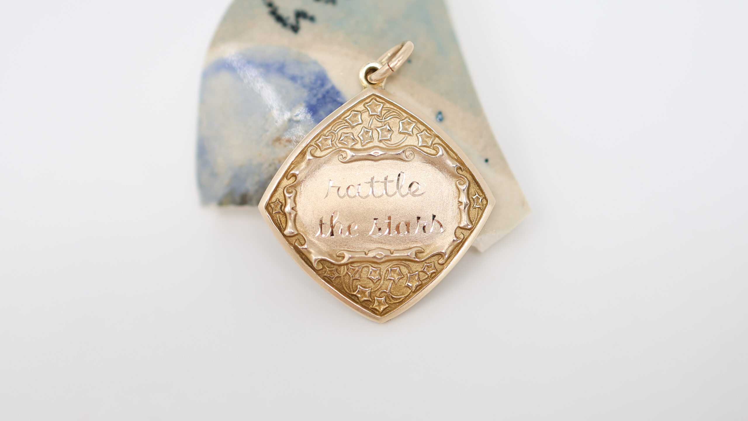 custom engraved jewelry fargo - rattle the stars antique pendant