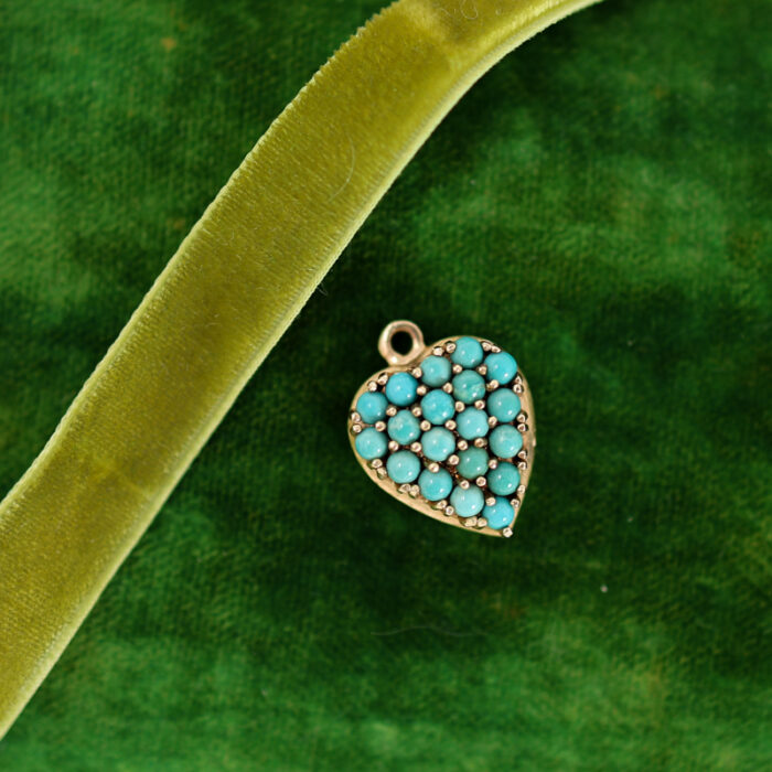 vintage turquoise cabochon heart pendant - Image 3