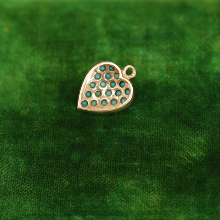 vintage turquoise cabochon heart pendant - Image 2