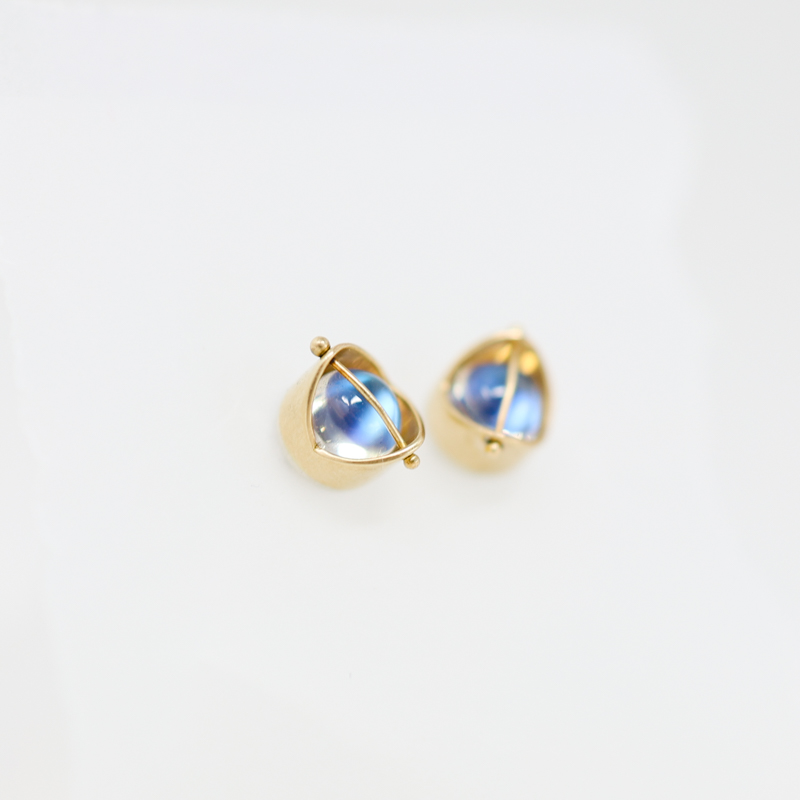 captured moonstone earrings, by hilary finck jewelry at Salt Hill Jewelry Fargo