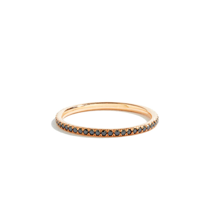 balck diamond rose gold eternity band, thread by Tamsin Rasor Jewelry