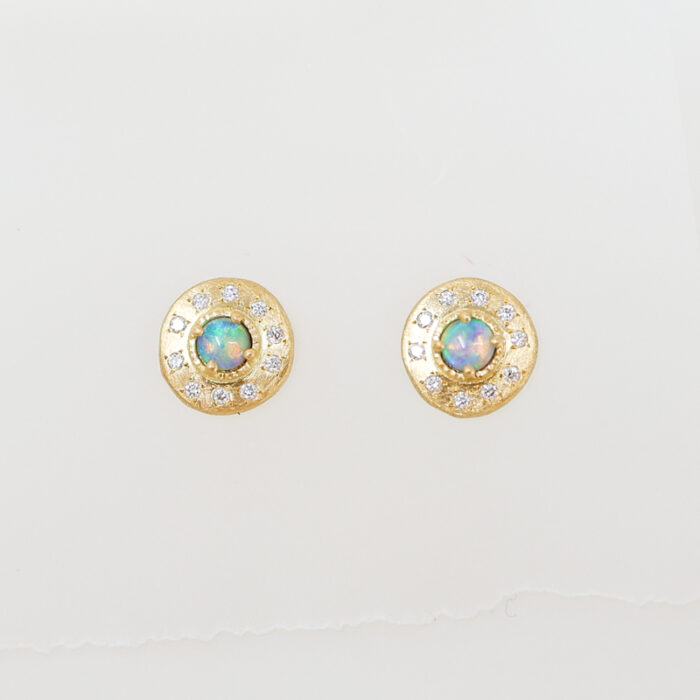 Yasuko Azuma opal and diamonds stud earrings