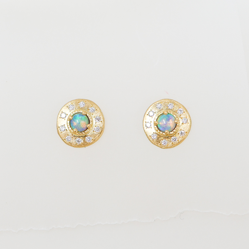 Yasuko Azuma opal and diamonds stud earrings