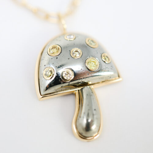 preowned brent neale pyrite magic mushroom necklace for sale