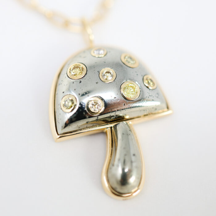 preowned brent neale pyrite magic mushroom necklace for sale