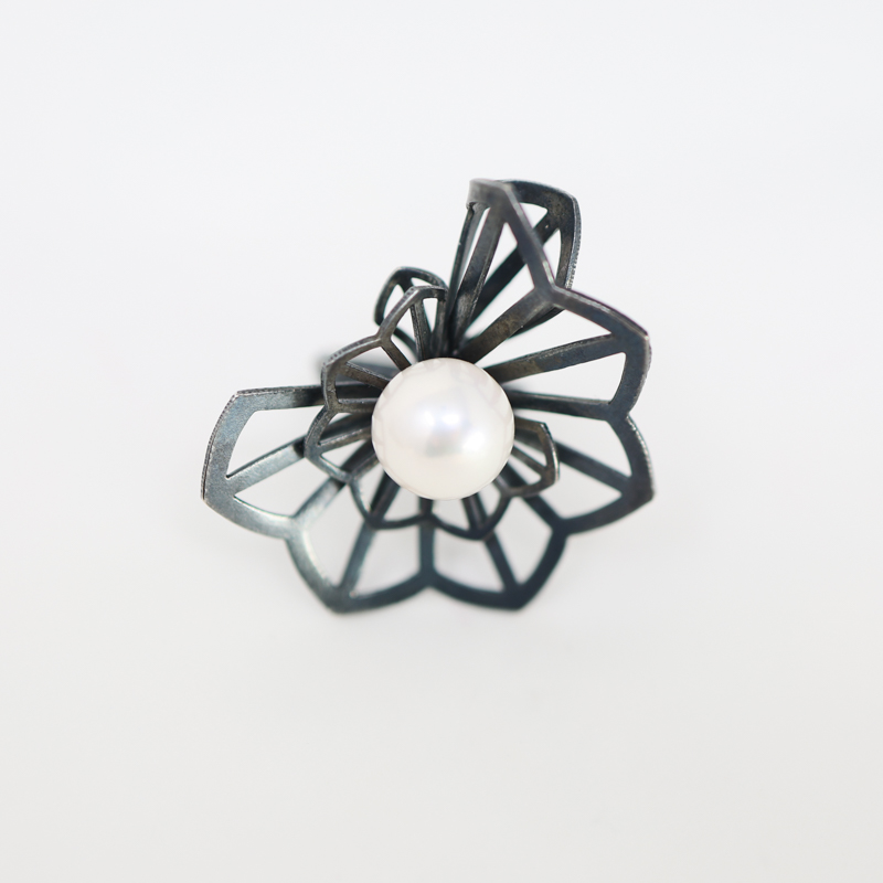 Karin Jacobson Hyacinth origami pearl ring