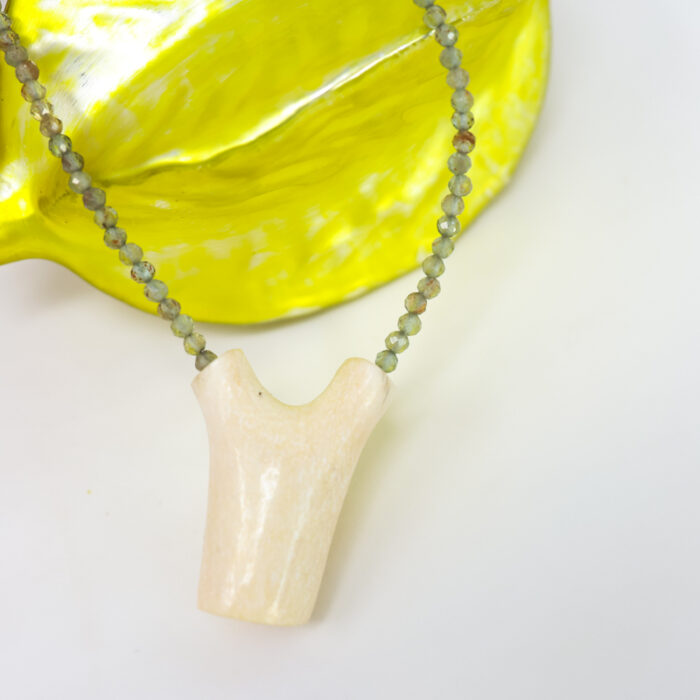 green garnet and sculptural antler necklace - Image 3