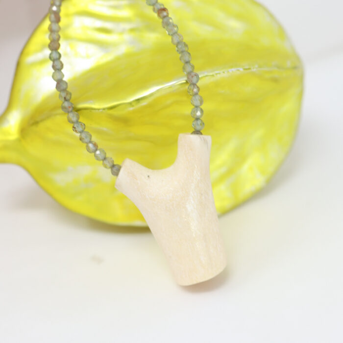 green garnet and sculptural antler necklace - Image 2