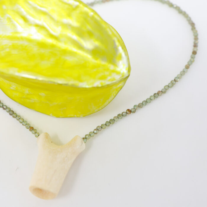 eric silva green garnet antler necklace