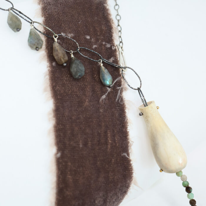 Eric Silva labradorite and carved antler necklace