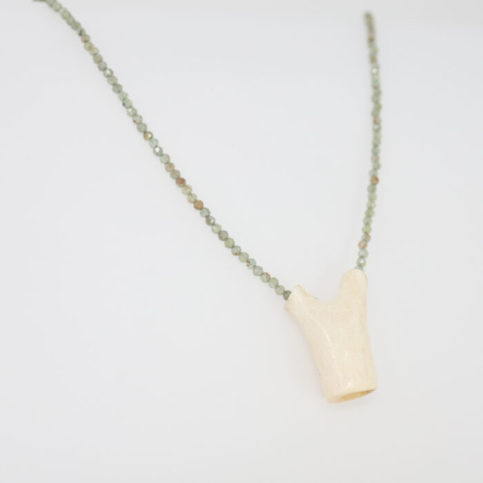 green garnet and sculptural antler necklace - Image 5