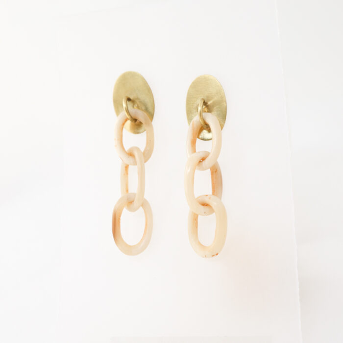 Eric Silva carved antler chain post earrings