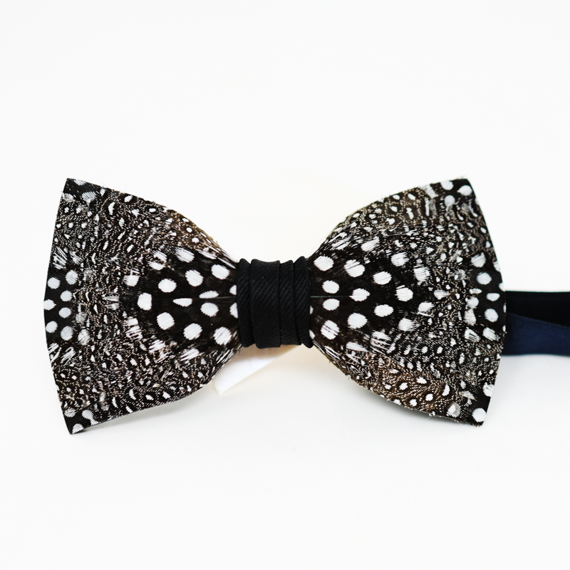 simple black and white feather bow tie