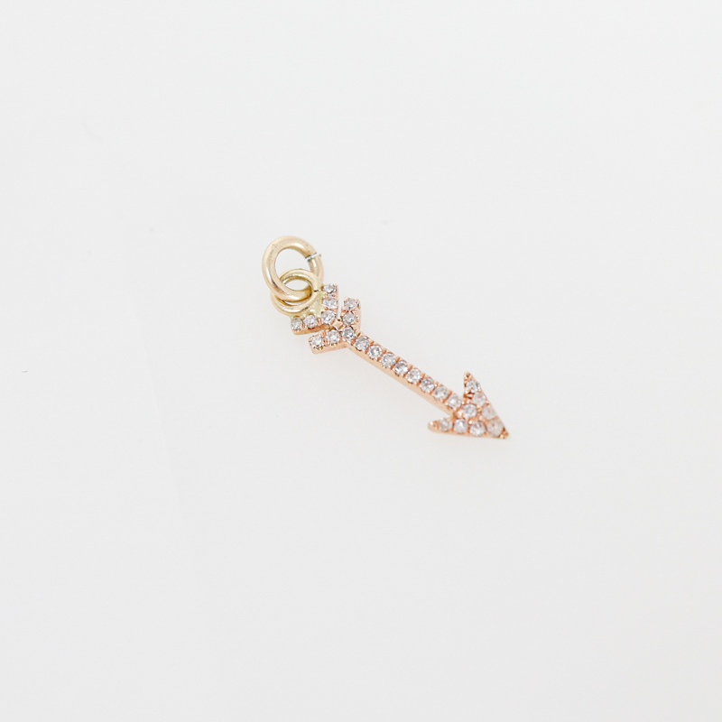 arrow, cupid vintage solid gold charm, rose gold and diamond