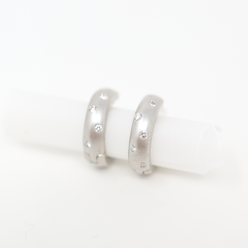 solid white gold and diamond clicker hoops