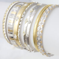 mixed metal side set diamond bracelet - Image 4