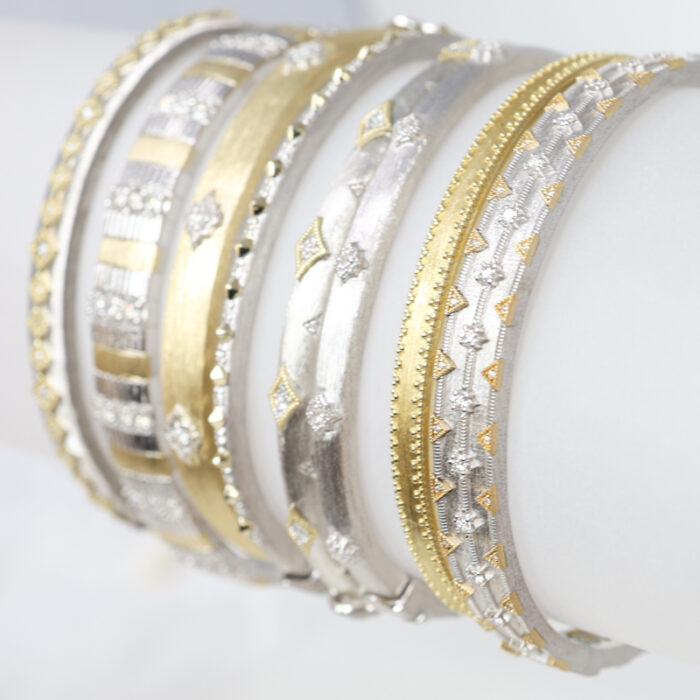 mixed metal side set diamond bracelet - Image 4