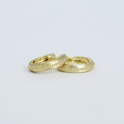 jude frances beaded line solid gold clicker hoop in 18k yellow gold