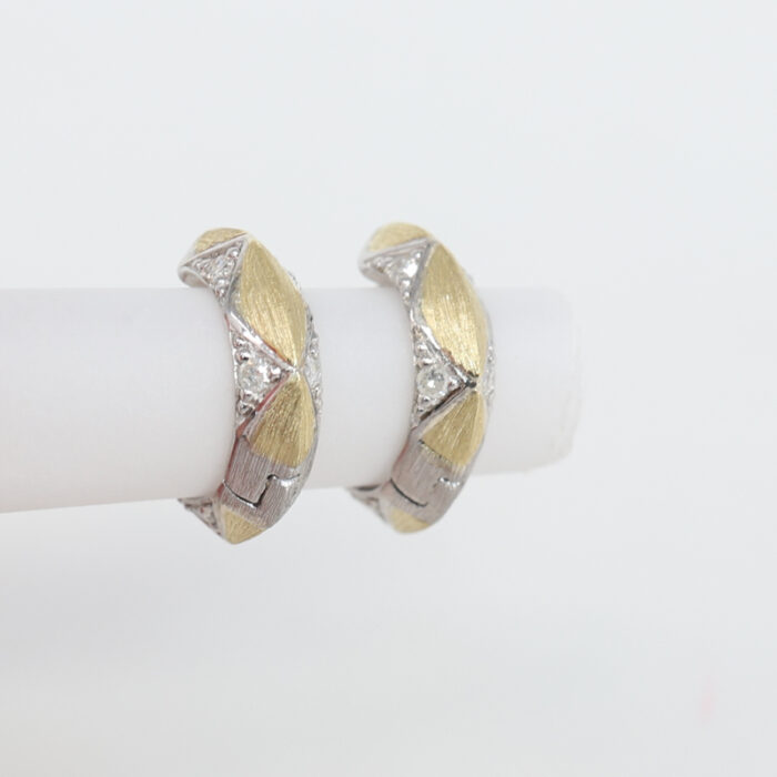 mixed metal pave diamond hoop earrings - Image 3