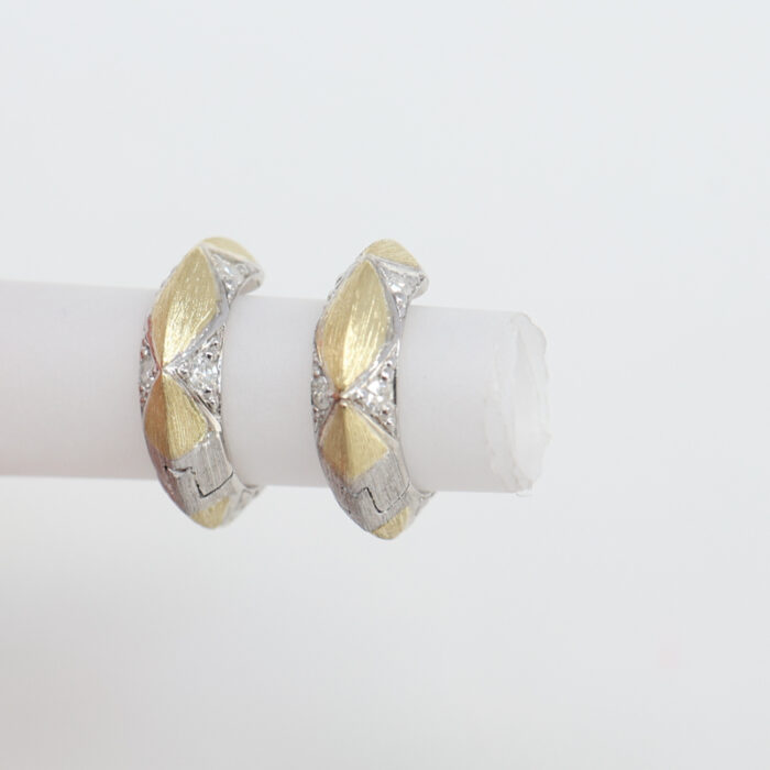 mixed metal pave diamond hoop earrings - Image 2