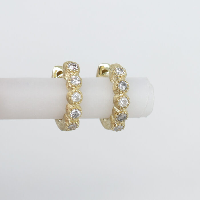 petite bezel diamond hoop earring - singles collection - Image 3