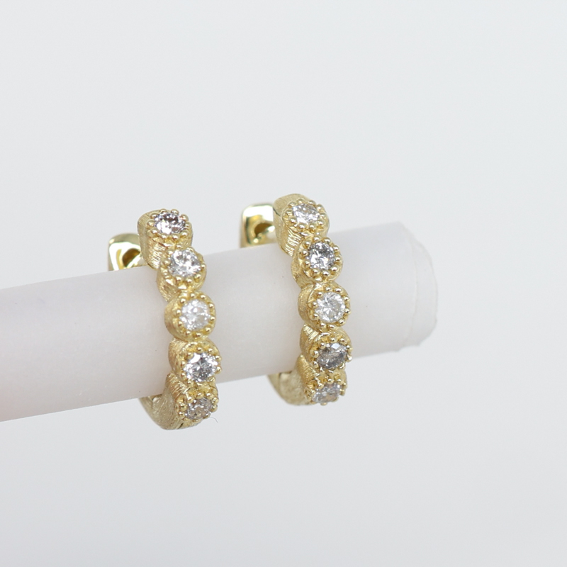 Jude Frances petite diamond bezel hoop earrings