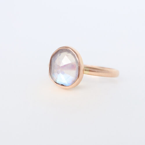 moonstone solitaire ring in rose gold