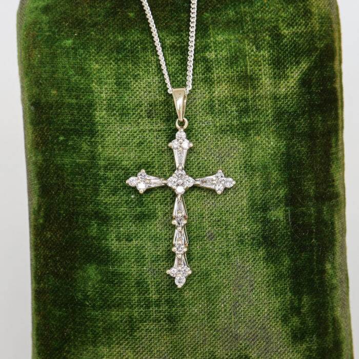 reserved: diamond old word cross pendant & solid gold cable chain pairing - Image 3