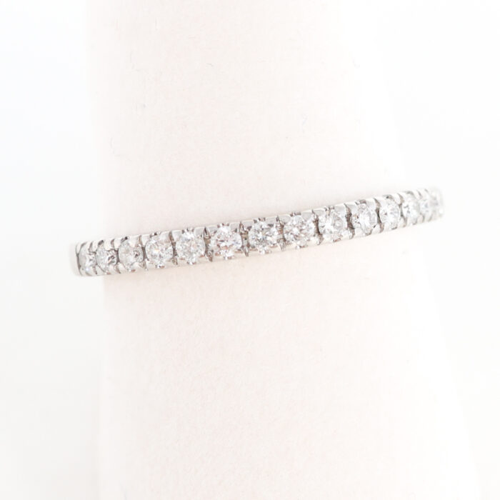 preowned diamond wedding band, white gold half eternity ring