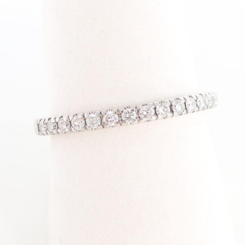 preowned diamond wedding band, white gold half eternity ring