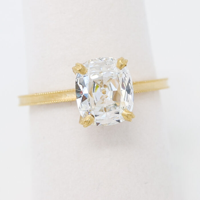 antique cushion cut lab grown diamond engagement ring Jennifer Dawes Design Salt Hill Jewelry Fargo