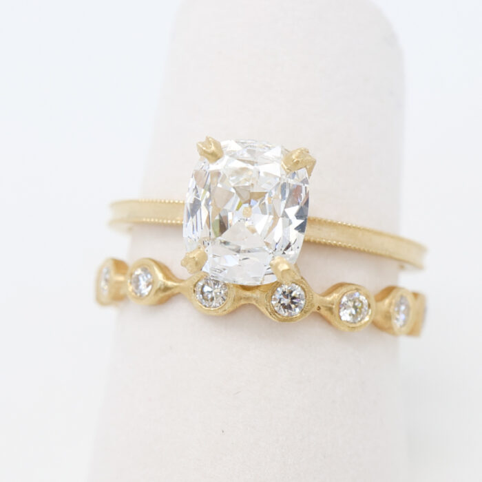 antique style cushion cut engagement ring - Image 2