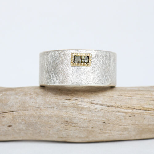 Todd Reed wide paired raw diamond cube band