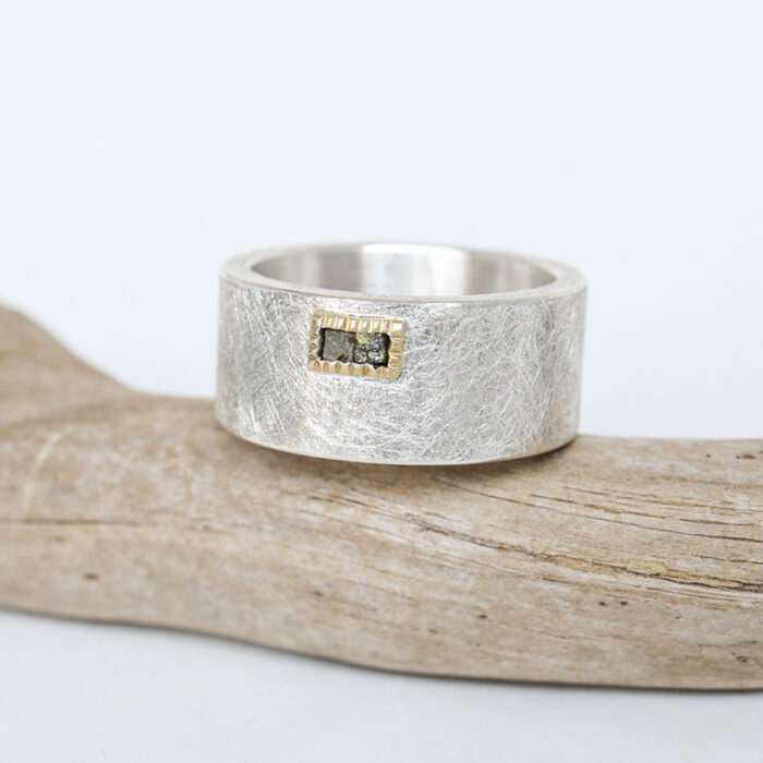 wide paired raw diamond cube band - Image 2