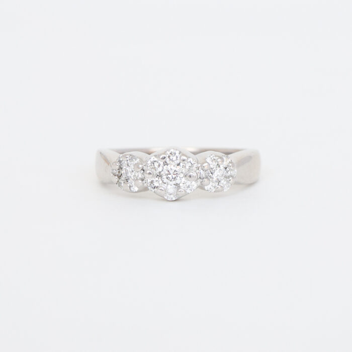 white gold diamond cluster ring