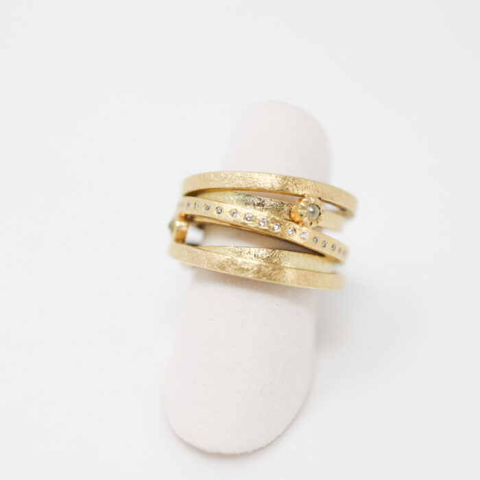sculptural rose cut and white diamond ring - Image 7