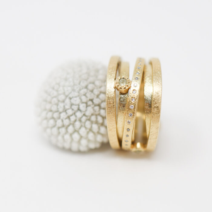 sculptural rose cut and white diamond ring - Image 6