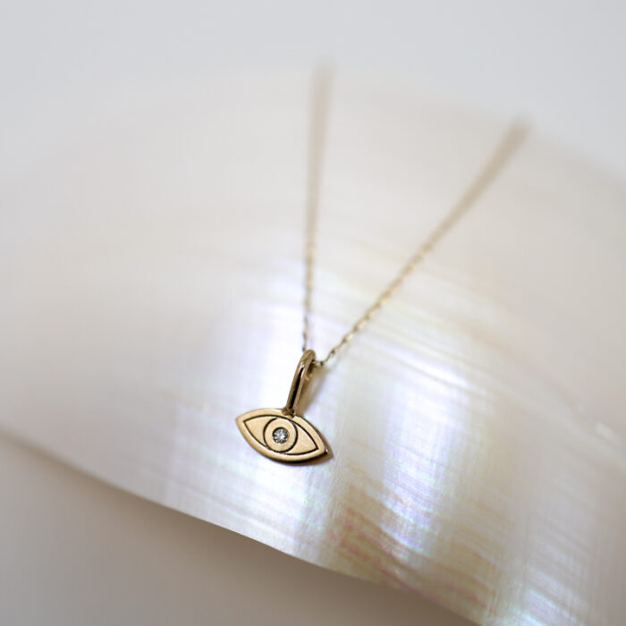petite diamond evil eye charm on fine chain - Image 3