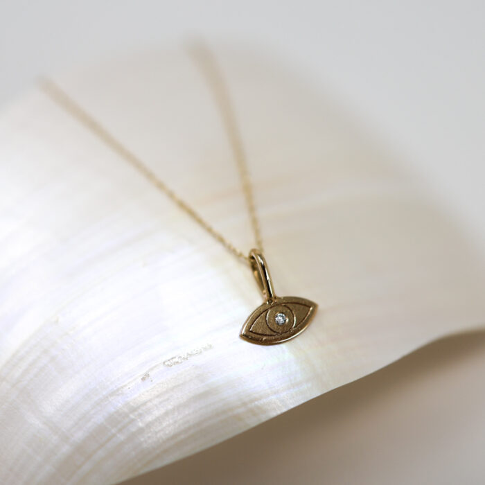 petite diamond evil eye charm on fine chain - Image 6