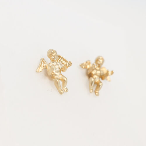 solid gold cherub earrings - yellow gold angel Salt Hill Jewelry