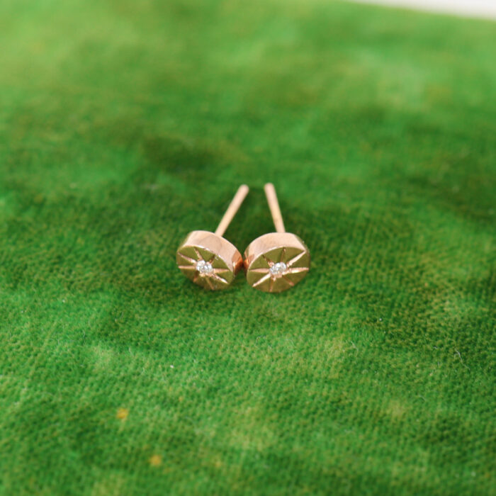 hand engraved starburst and diamond earrings - Image 3