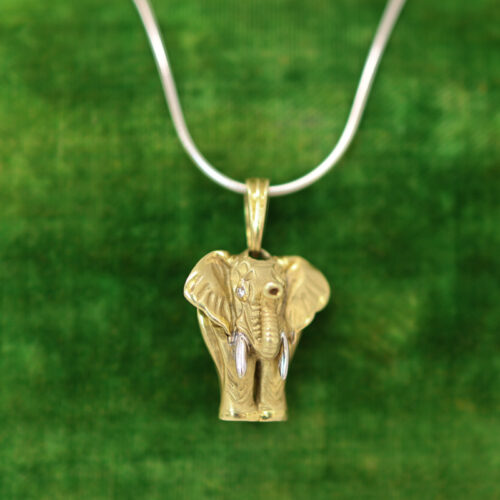 solid yellow gold elephant pendant