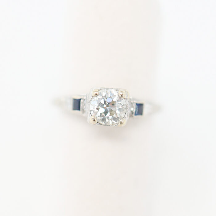 antique vintage diamond and sapphire engagement ring