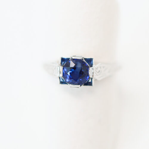 antique sapphire and white gold sapphire ring